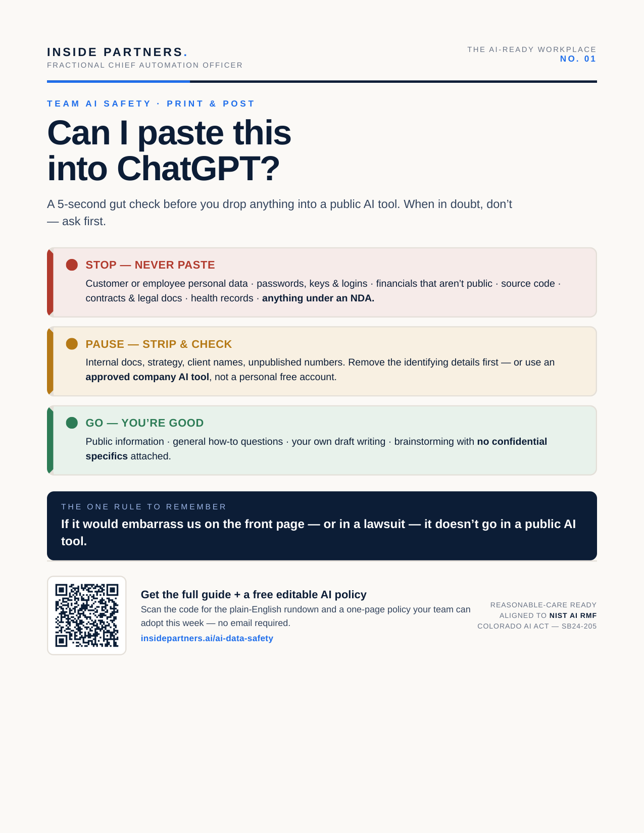 Preview of the "Can I paste this into ChatGPT?" poster